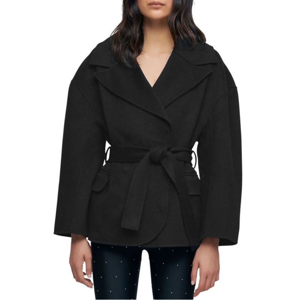 Black Belted wool Jacket by Maje